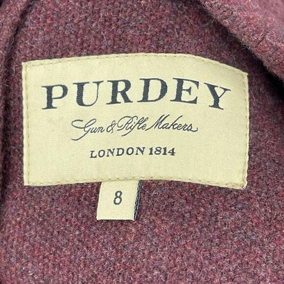 Purdey‎ Gun & Rifle Makers Drummond Suede-Trimmed Cashmere Blazer Merlot Women 8 - Picture 7 of 14